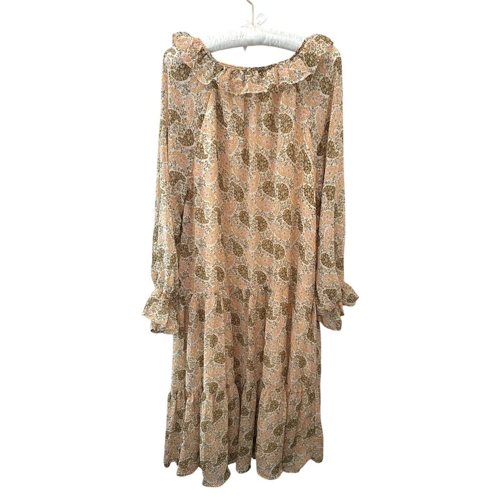 HAYDEN Floral Paisley Midi Dress Boho Cottagecore Ruffle Long Sleeve | Large - Picture 5 of 7